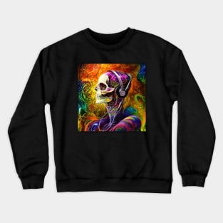 Bones Skull Listening To Music Crewneck Sweatshirt